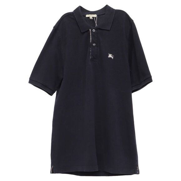 Burberry Logo-Embroidered Polo Shirt in Black Cotton